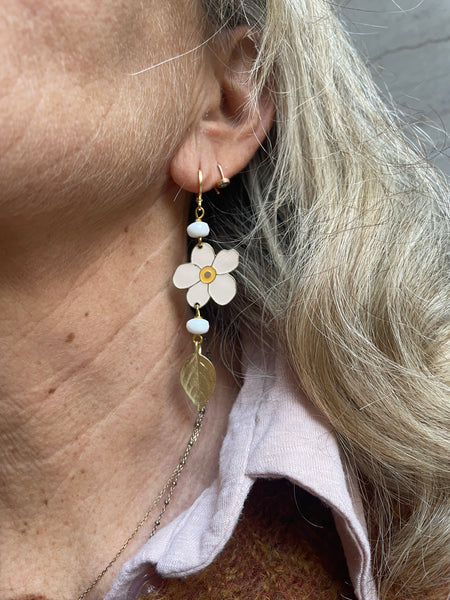 Orecchini fiore piatto smaltato