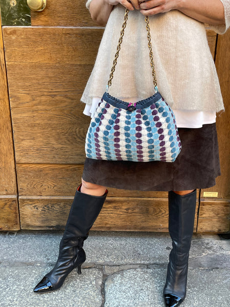 Borsa media in tessuto di velluto ad esagono colorati