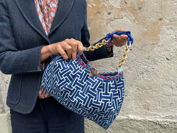 Borsa grande bluette geometrico