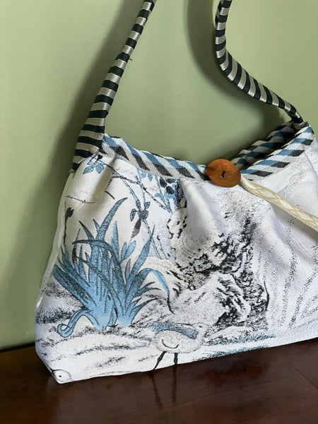 Borsa tessuto con airone