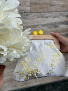 Borsa pochette clic clac fiorellini gialli