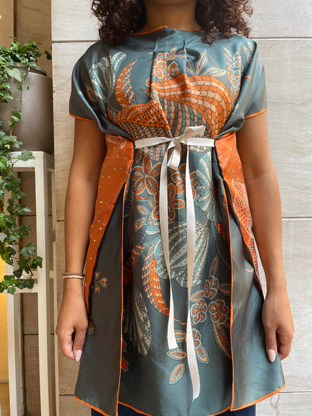 Top foulard arancio e verde