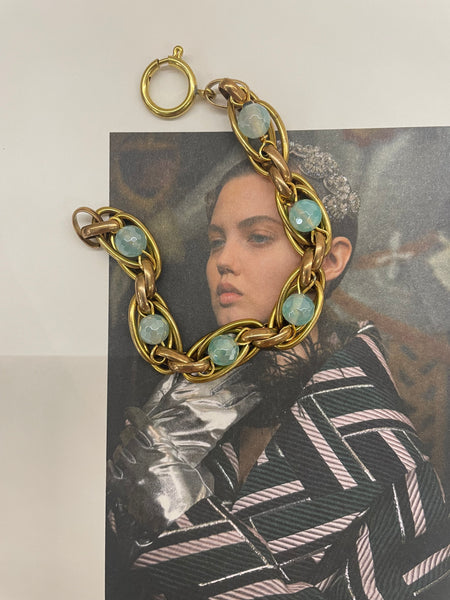 Bracciale in maglia incastonata e pietre in agata sfaccettata