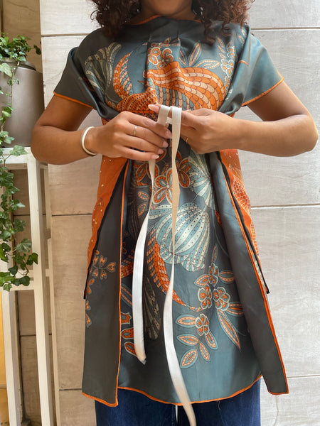 Top foulard arancio e verde