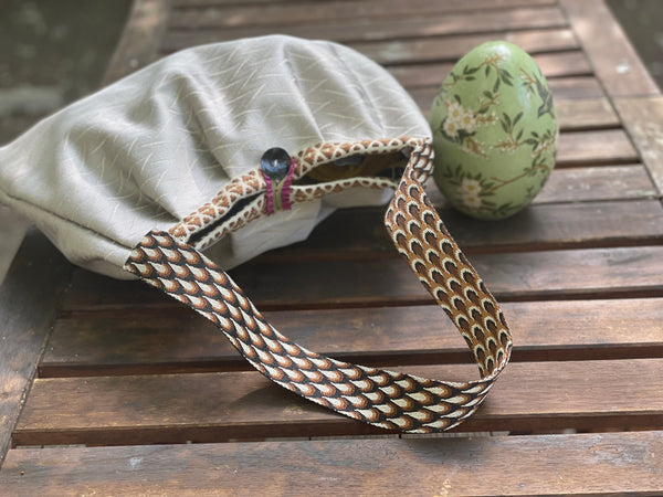 Borsa grande in tessuto grigio argento