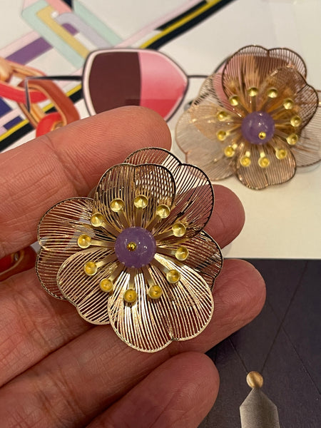 Orecchini a lobo fiore in filigrana