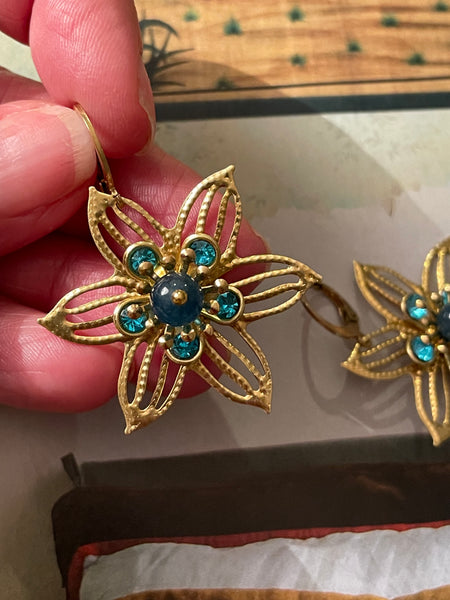 Orecchini fiore filigrana e fiore smaltato