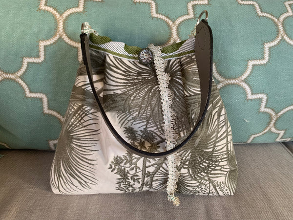 Borsa bianca e grigio-verde fil coupé