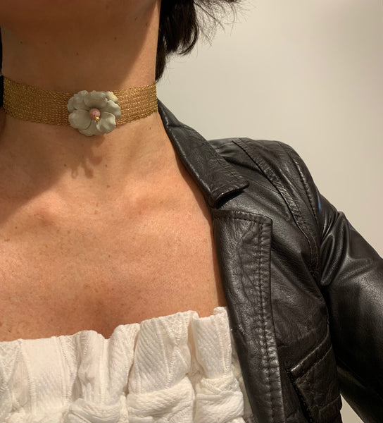 Chocker in maglia uncinetto