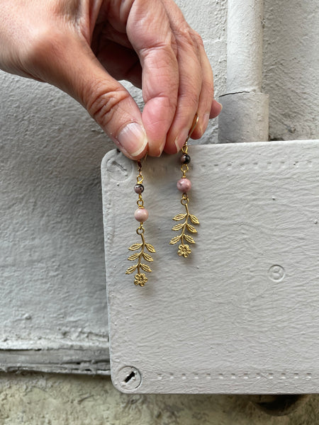 Orecchini rametto e doppia pietra